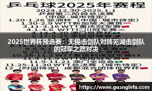 2025世界杯预选赛：无锡击剑队对阵芜湖击剑队的冠军之路对决